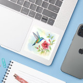 Sticker Colibri Minuscule Aquarelle (Ordinateur portable avec iPhone)