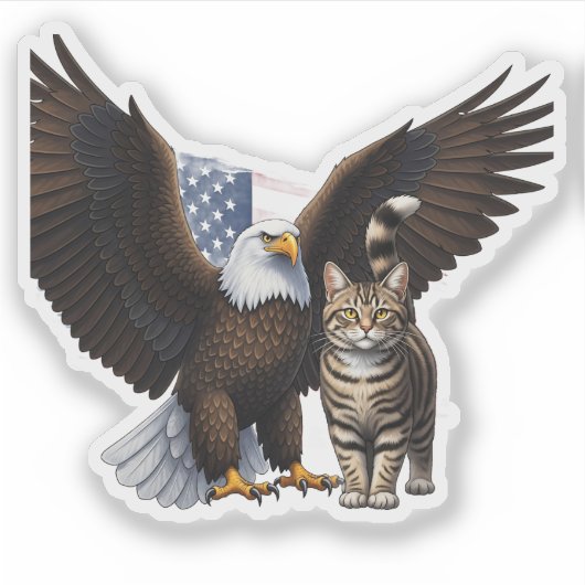 Sticker Collab d'aigle et de chat - Indépendance des anima (Devant)