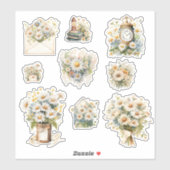 Sticker Collage d'autocollants Daisy pour scrapbooking (Feuille)