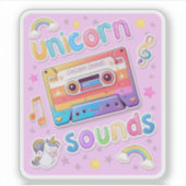 Sticker Collage de cassette de licorne (+arrière-plan) (Devant)