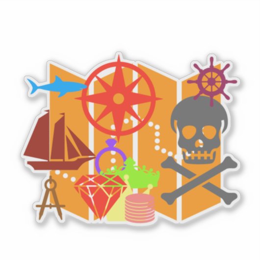 Sticker Collage de chasse au trésor (Devant)