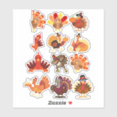Sticker Collage de dinde de Thanksgiving (Feuille)