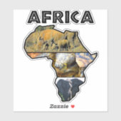 Sticker Collage de la faune du continent africain (Feuille)