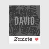 Sticker collage de nom cool moderne en noir et gris (Feuille)