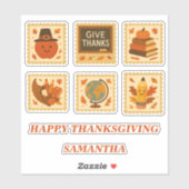 Sticker Collage du timbre de l'enseignant de Thanksgiving (Feuille)