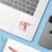 Sticker Collage floral coloré cCute elephant (Ordinateur portable avec iPhone)