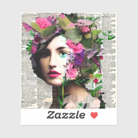 Sticker Collage papier pour femme vintage (Feuille)