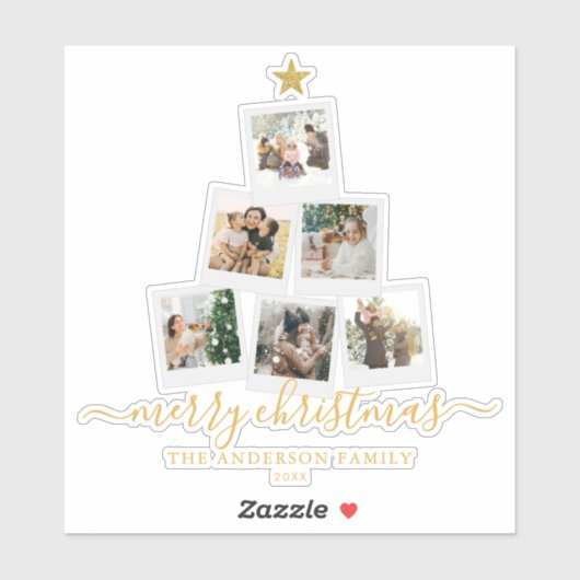 Sticker Collage photo de l'arbre de Noël (Feuille)