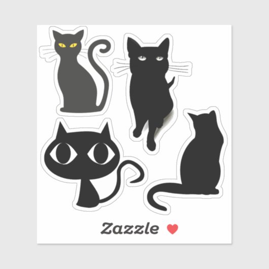 STICKER COLLECTE DE BÂTIMENTS COUPÉS EN CHAT NOIR (Feuille)