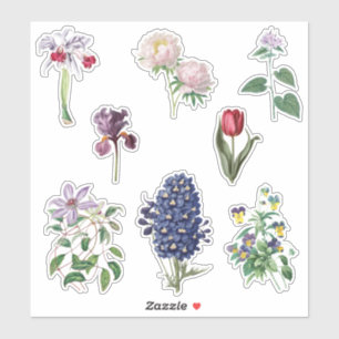 Sticker Collection botanique de fleurs vintages