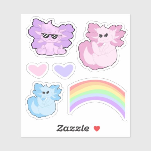Sticker Collection Cute Axolotl (Feuille)