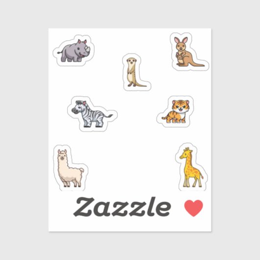 Sticker Collection d'animaux sauvages (Feuille)