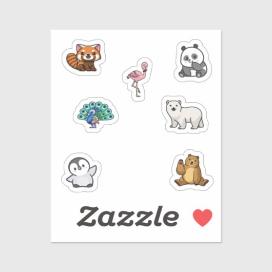Sticker Collection d'animaux sauvages (Feuille)
