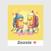 Sticker Collection d'articles scolaires mignons et personn (Feuille)