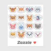 Sticker Collection d'autocollants animaux Cute Kawaii (Feuille)