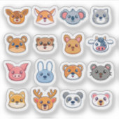 Sticker Collection d'autocollants animaux Cute Kawaii (Devant)