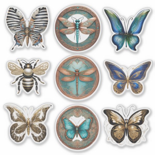 Sticker Collection d'autocollants Bugs et Papillons (Devant)