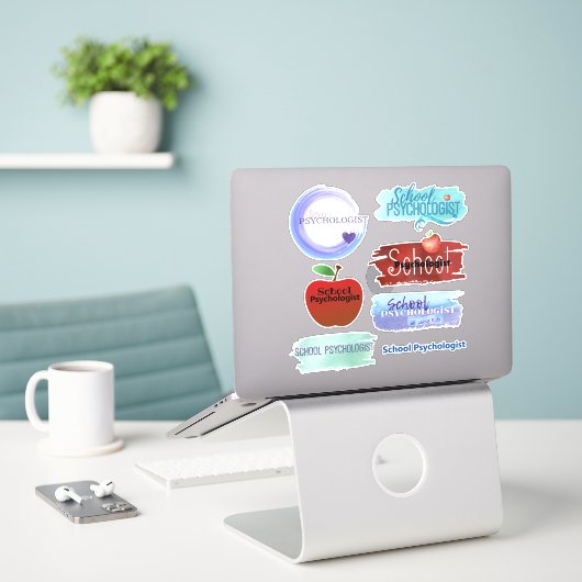 Sticker Collection d'autocollants Contour Psychologue de l (Ordinateur portable sur le bureau)