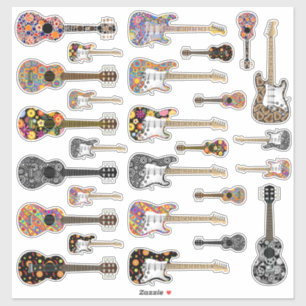 Sticker Collection d'autocollants de guitare acoustique et