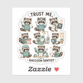 Sticker Collection d'autocollants de raton laveur dentiste