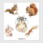 Sticker Collection d'autocollants d'écureuils (Feuille)