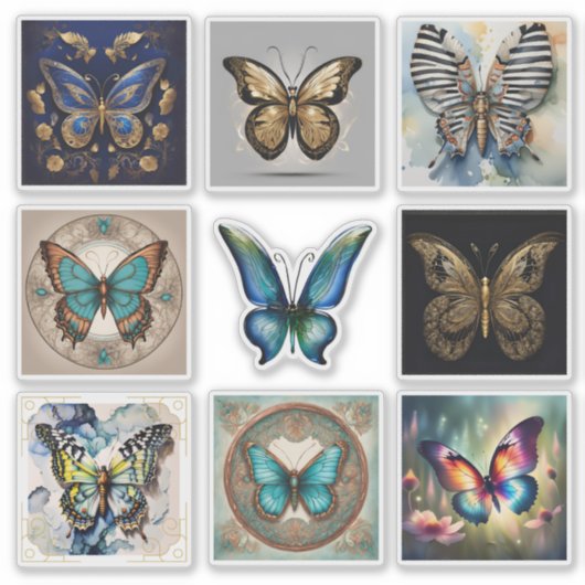 Sticker Collection d'autocollants papillons (Devant)