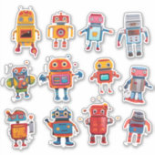 Sticker Collection d'autocollants Retro Robot Rendezvous (Devant)