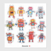Sticker Collection d'autocollants Retro Robot Rendezvous (Feuille)