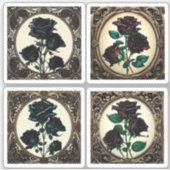 Sticker Collection d'autocollants Roses noirs Art nouveau (Devant)