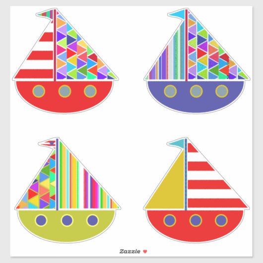 Sticker Collection de bateaux à voile jouets | Blanc ou Ef (Feuille)