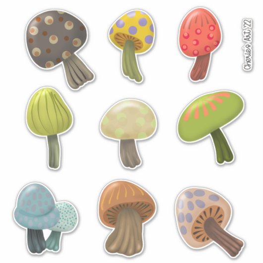 Sticker Collection de champignons les plus coupés (Devant)