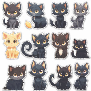 Sticker Collection de chats mignons (12 chats)