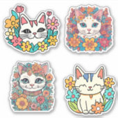 Sticker Collection de chats Retro Abstraite étanche (Devant)