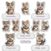 Sticker Collection de chiot noir Shiba Inu (Devant)