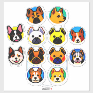 Sticker Collection de chiots de dessin animé mignons