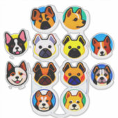 Sticker Collection de chiots de dessin animé mignons (Devant)