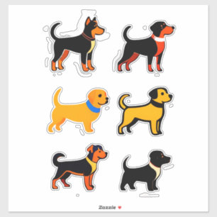 Sticker Collection de chiots de dessin animé mignons