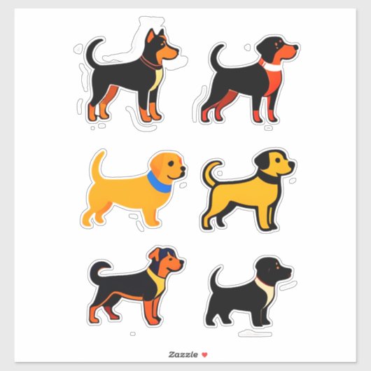 Sticker Collection de chiots de dessin animé mignons (Feuille)