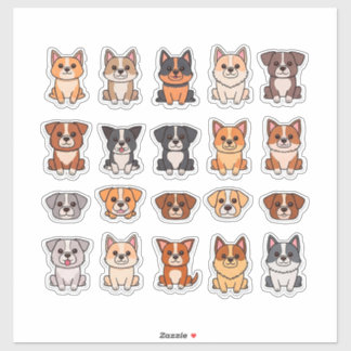 Sticker Collection de chiots de dessin animé mignons