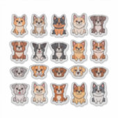 Sticker Collection de chiots de dessin animé mignons (Devant)