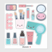 Sticker Collection de cosmétiques pour enfants (Feuille)