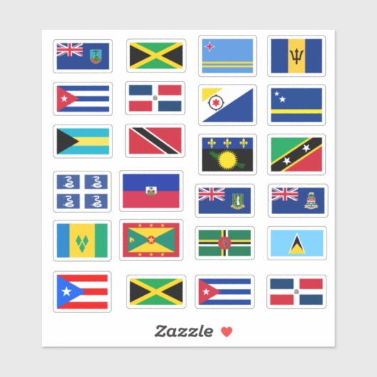 Sticker Collection de drapeaux des Caraïbes (Feuille)