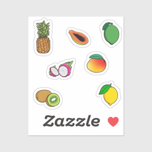 Sticker Collection de fruits (Feuille)