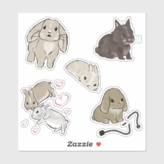 Sticker Collection de lapins doux