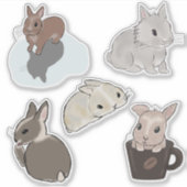 Sticker Collection de lapins mignons 4 (Devant)