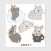 Sticker Collection de lapins mignons 4 (Feuille)