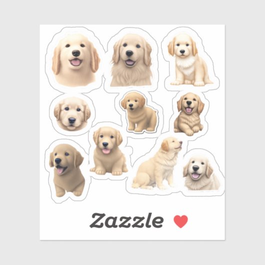 Sticker Collection de Marionnettes Golden Retriever (Feuille)