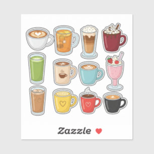 Sticker Collection de mugs pour boissons esthétiques et co