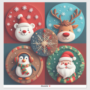 Sticker Collection de personnages de Noël festifs