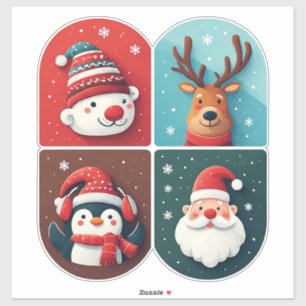 Sticker Collection de personnages de Noël festifs